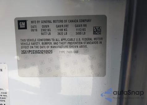 2016 Cadillac Xts Premium Collection из США, поврежденный, VIN 2G61P5S36G9210920